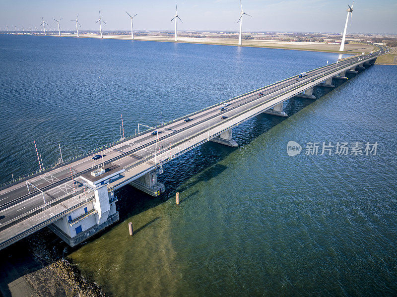 Ketelbrug A6高速公路上空无人机视图